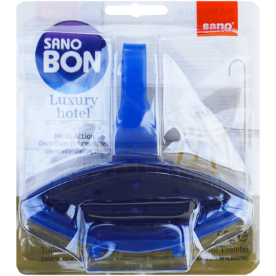 Odorizant solid pentru toaletă Sano Bon Blue Luxury Hotel 5 în 1, 55 g